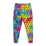 Rainbow Cubes Pattern Print Jogger Pants