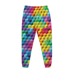 Rainbow Cubes Pattern Print Jogger Pants