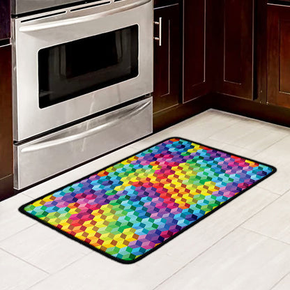 Rainbow Cubes Pattern Print Kitchen Mat