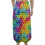Rainbow Cubes Pattern Print Lantern Pants