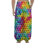 Rainbow Cubes Pattern Print Lantern Pants