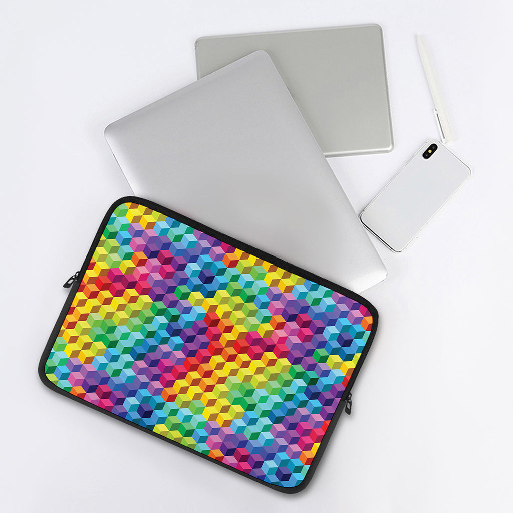 Rainbow Cubes Pattern Print Laptop Sleeve
