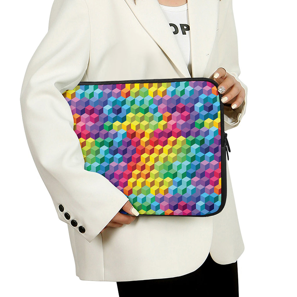 Rainbow Cubes Pattern Print Laptop Sleeve