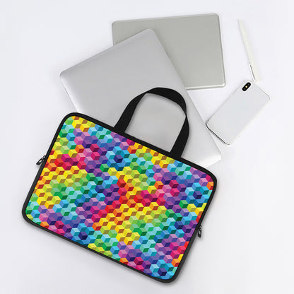 Rainbow Cubes Pattern Print Laptop Sleeve With Handle