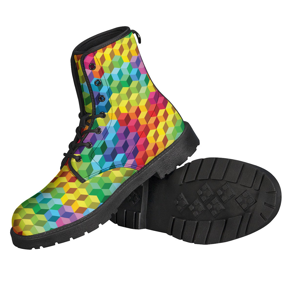 Rainbow Cubes Pattern Print Backpack