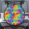 Rainbow Cubes Pattern Print Leather Spare Tire Cover