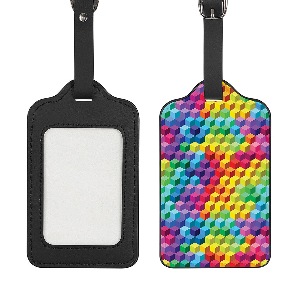 Rainbow Cubes Pattern Print Luggage Tag