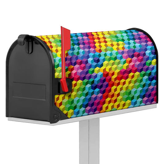 Rainbow Cubes Pattern Print Mailbox Cover