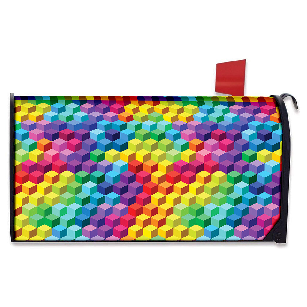Rainbow Cubes Pattern Print Mailbox Cover