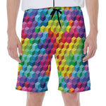 Rainbow Cubes Pattern Print Men's Beach Shorts