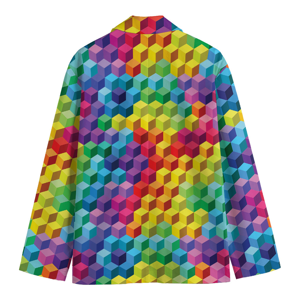Rainbow Cubes Pattern Print Men's Blazer