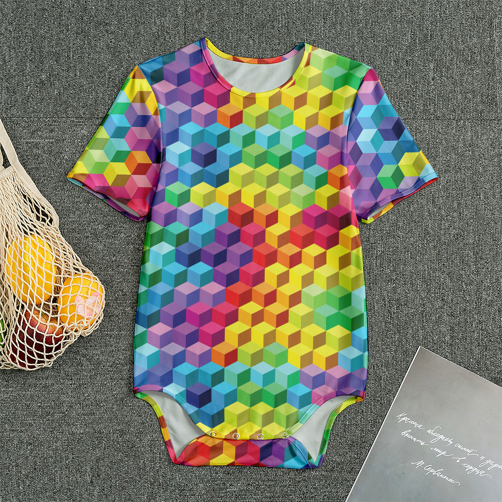 Rainbow Cubes Pattern Print Men's Bodysuit