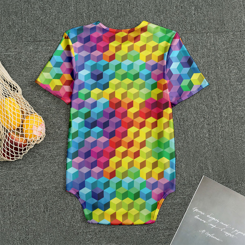 Rainbow Cubes Pattern Print Men's Bodysuit