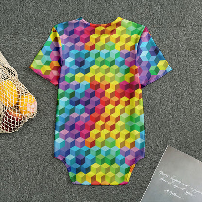 Rainbow Cubes Pattern Print Men's Bodysuit