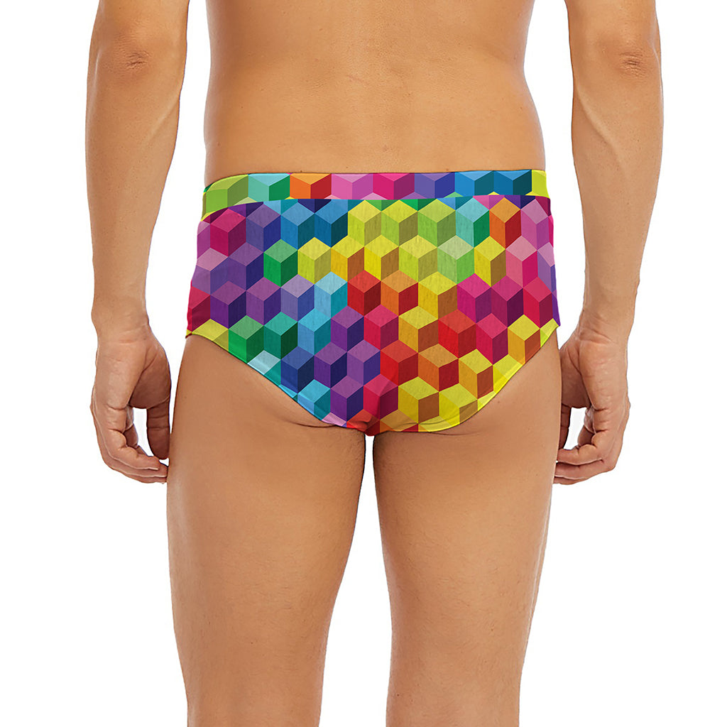 Rainbow Cubes Pattern Print Men's Briefs