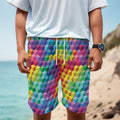 Rainbow Cubes Pattern Print Men's Cargo Shorts