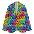 Rainbow Cubes Pattern Print Men's Cotton Blazer