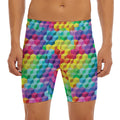 Rainbow Cubes Pattern Print Men's Long Boxer Briefs