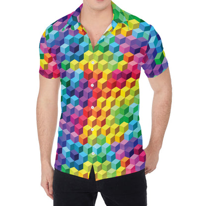 Rainbow Cubes Pattern Print Men's Shirt