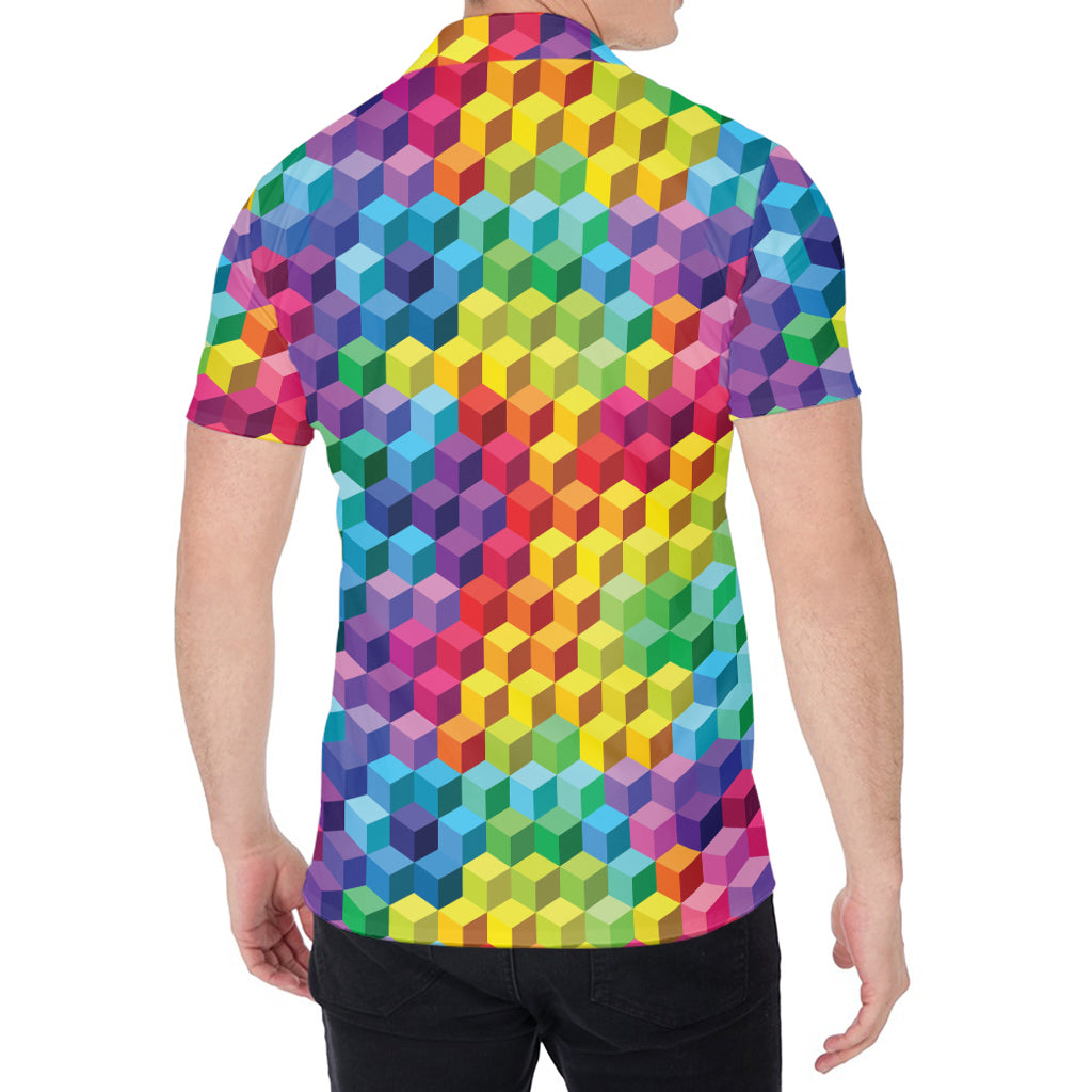 Rainbow Cubes Pattern Print Men's Shirt
