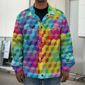 Rainbow Cubes Pattern Print Men's Shirt Jacket