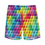 Rainbow Cubes Pattern Print Men's Sports Shorts