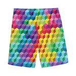 Rainbow Cubes Pattern Print Men's Sports Shorts