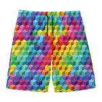 Rainbow Cubes Pattern Print Men's Swim Trunks