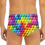Rainbow Cubes Pattern Print Men's Triangle Swim Briefs