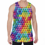 Rainbow Cubes Pattern Print Men's Velvet Tank Top