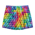 Rainbow Cubes Pattern Print Mesh Shorts