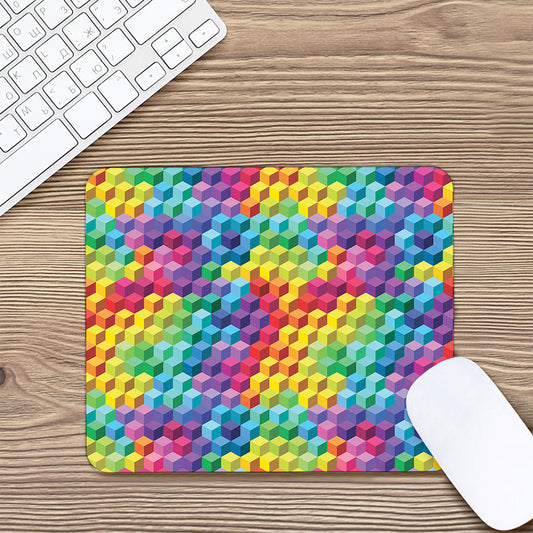 Rainbow Cubes Pattern Print Mouse Pad