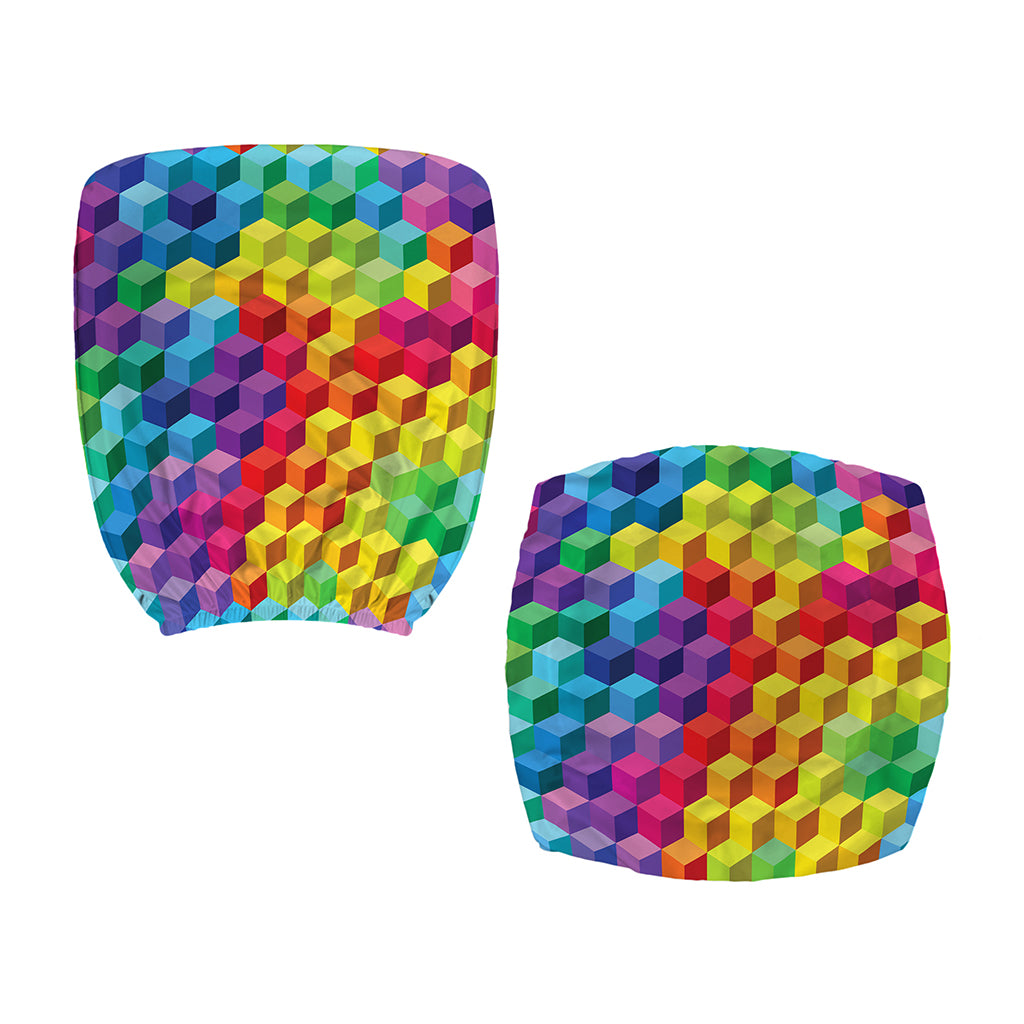Rainbow Cubes Pattern Print Office Chair Cover