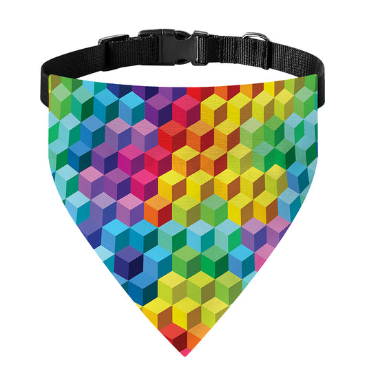 Rainbow Cubes Pattern Print Over The Collar Dog Bandana
