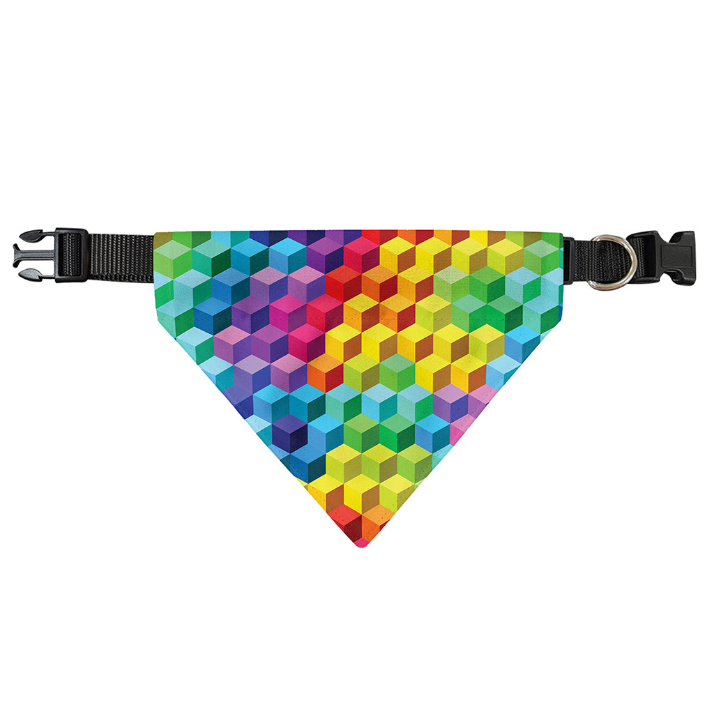 Rainbow Cubes Pattern Print Over The Collar Dog Bandana