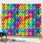 Rainbow Cubes Pattern Print Pencil Pleat Curtains