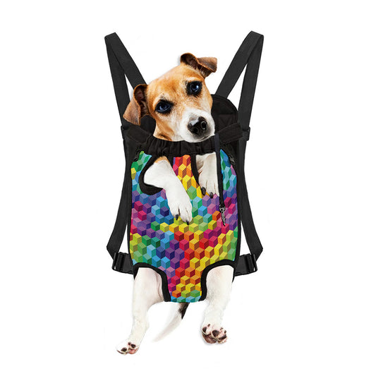 Rainbow Cubes Pattern Print Pet Carrier Backpack