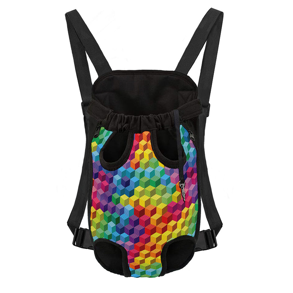 Rainbow Cubes Pattern Print Pet Carrier Backpack