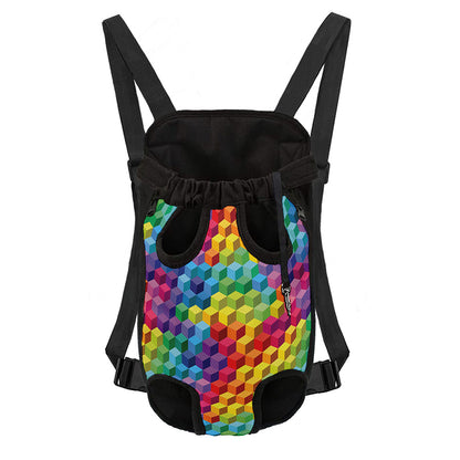 Rainbow Cubes Pattern Print Pet Carrier Backpack