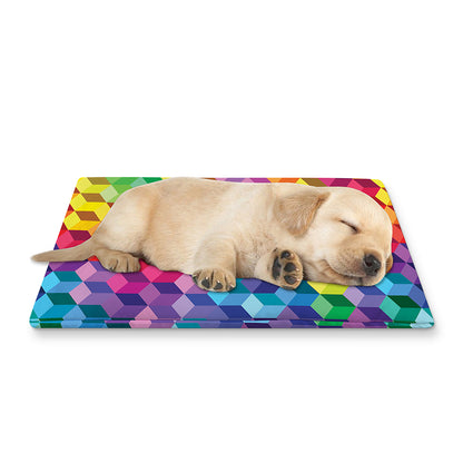 Rainbow Cubes Pattern Print Pet Cooling Mat Cover