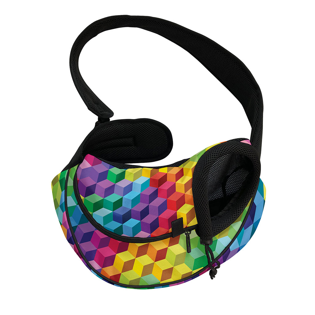 Rainbow Cubes Pattern Print Pet Sling Carrier