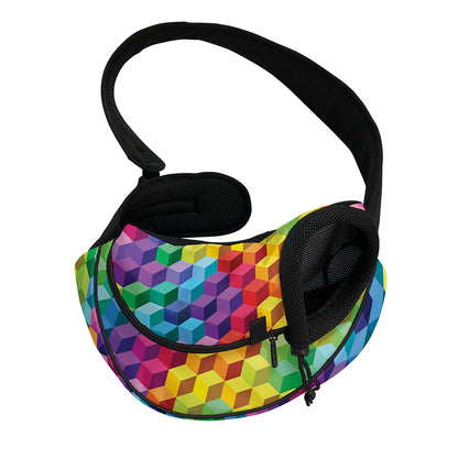 Rainbow Cubes Pattern Print Pet Sling Carrier