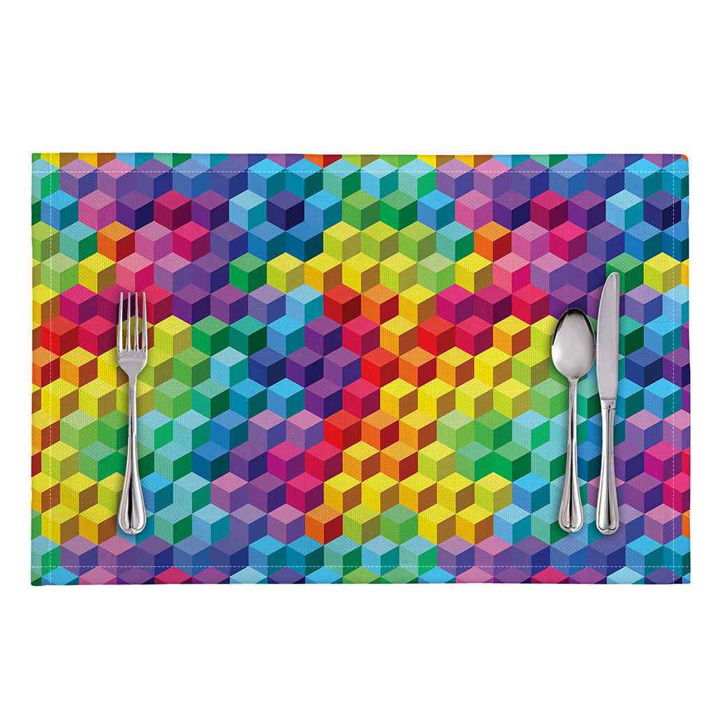 Rainbow Cubes Pattern Print Placemat