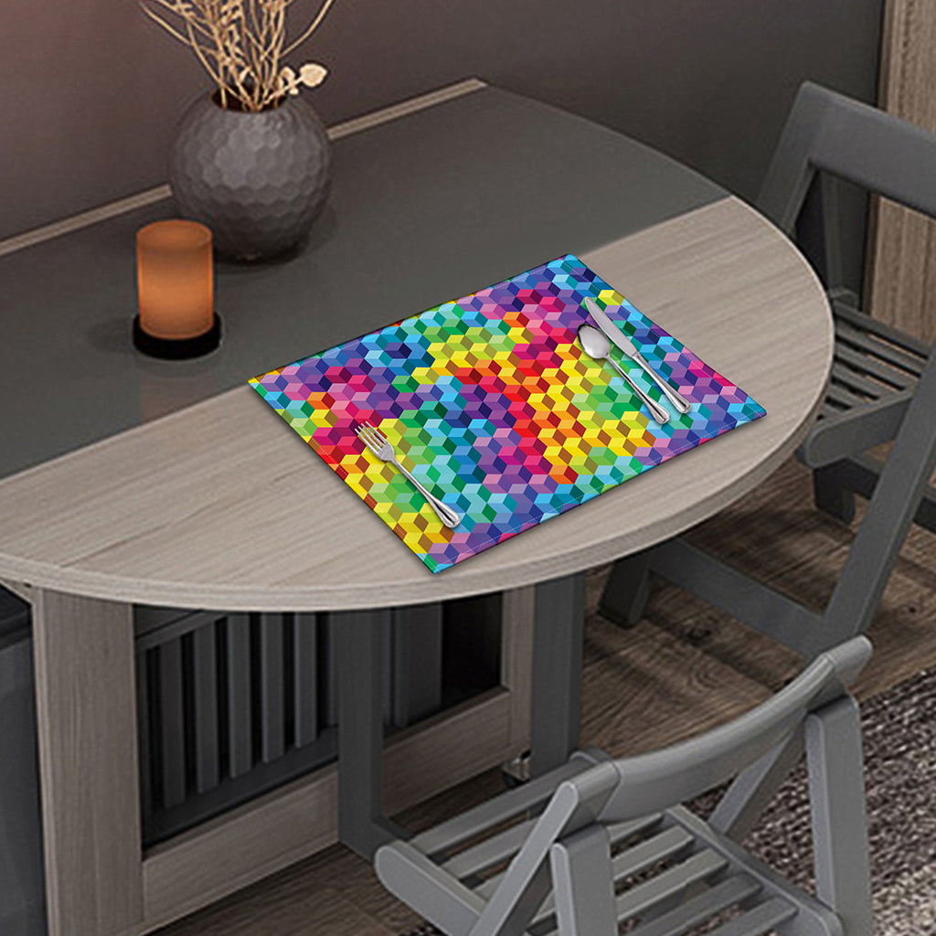 Rainbow Cubes Pattern Print Placemat