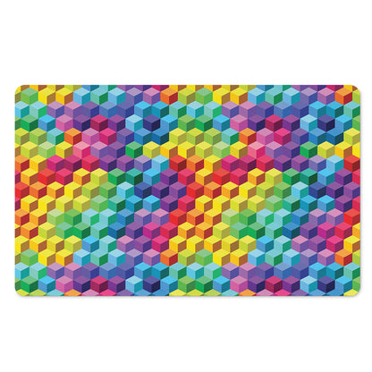 Rainbow Cubes Pattern Print Polyester Doormat