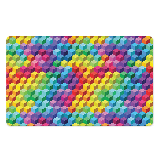 Rainbow Cubes Pattern Print Polyester Doormat