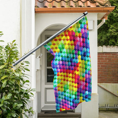 Rainbow Cubes Pattern Print Polyester Flag
