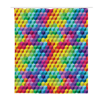 Rainbow Cubes Pattern Print Polyester Shower Curtain
