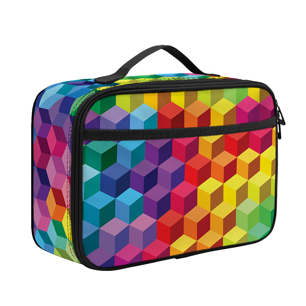 Rainbow Cubes Pattern Print Portable Lunch Bag