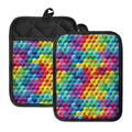 Rainbow Cubes Pattern Print Pot Holders With Pocket